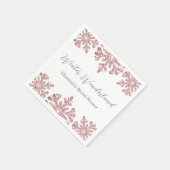 Roze Rose Gold Snowflake Winter Vrijgezellenfeest Servet (Hoek)