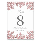 Roze Rose Gold Snowflake Winter Weddenschap Kaart (Achterkant)