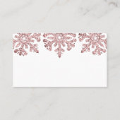 Roze Rose Gold Snowflakes Winter Weddenschap Plaatskaartje (Achterkant)