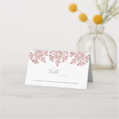 Roze Rose Gold Snowflakes Winter Weddenschap Plaatskaartje (Voorkant)