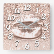 Roze Rose Gold Spark Floral Glitter Lips Numbers