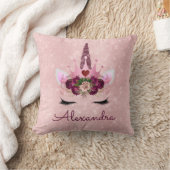 Roze Rose Gold Sparkle Eenhoorn Monogram Kamer Dec Kussen (Deken)