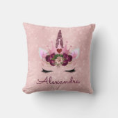 Roze Rose Gold Sparkle Eenhoorn Monogram Kamer Dec Kussen (Voorkant)