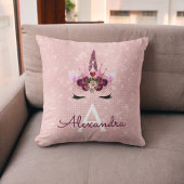 Roze Rose Gold Sparkle Eenhoorn Monogram Kamer Dec Kussen