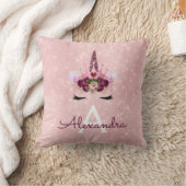 Roze Rose Gold Sparkle Eenhoorn Monogram Kamer Dec Kussen (Deken)
