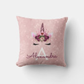 Roze Rose Gold Sparkle Eenhoorn Monogram Kamer Dec Kussen (Voorkant)