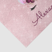 Roze Rose Gold Sparkle Eenhoorn Monogram Verjaarda Tissuepapier (Detail)