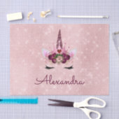 Roze Rose Gold Sparkle Eenhoorn Monogram Verjaarda Tissuepapier (Craft)