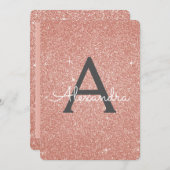 Roze Rose Gold Sparkle Glitter Verjaardagsfeest Kaart (Voorkant / Achterkant)