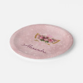 Roze Rose Gold Sparkle Kat Monogram Verjaardag Papieren Bordje (Gekanteld)