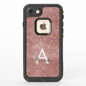 Roze Rose Gold Sparkle Modern Monogram Naam (Achterkant)