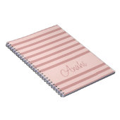 Roze Rose Gold Stripes gepersonaliseerd Notitieboek (Rechterzijde)
