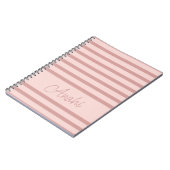 Roze Rose Gold Stripes gepersonaliseerd Notitieboek (Linkerzijde)