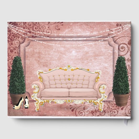 Roze Rose Gold Topiary Tuin Quinceañera Gastenboek (Achterkant)