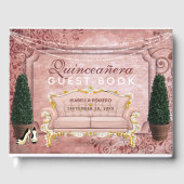 Roze Rose Gold Topiary Tuin Quinceañera Gastenboek (Voorkant)