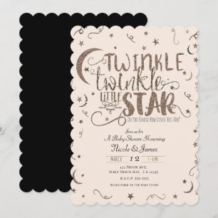 Roze Rose Gold Twinkle Little Star Baby shower Kaart