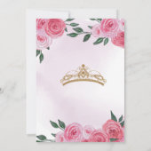 Roze Rose & Gold White Floral Tiara Quinceañera Kaart (Achterkant)