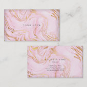 Roze Rose Gold White marble Vip Glam Visitekaartje (Voorkant / Achterkant)