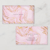 Roze Rose Gold White marble Vip Glam Visitekaartje (Voorkant / Achterkant)