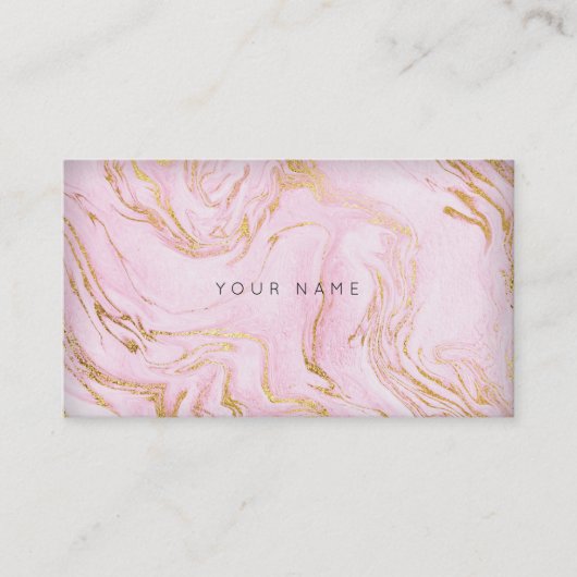 Roze Rose Gold White marble Vip Glam Visitekaartje (Voorkant)