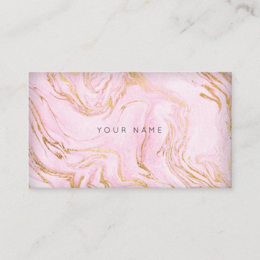 Roze Rose Gold White marble Vip Glam Visitekaartje (Voorkant)