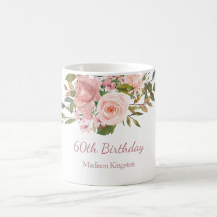Roze Rose Gold Womans 60e verjaardag Gift Koffiemok