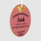 Roze Rose Goud Afstuderen Klasse van 2024 Custom Ornament (voorkant)