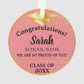 Roze Rose Goud Afstuderen Klasse van 2024 Custom Ornament (achterkant)