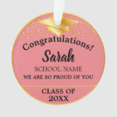 Roze Rose Goud Afstuderen Klasse van 2024 Custom Ornament (voorkant)