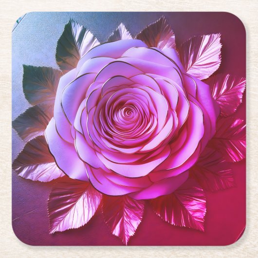 Roze Rose Goud Bijgesneden Petals Onderzetter Set (Voorkant)