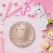 Roze Rose Goud Bloemen Glitter Custom Dank Papieren Bordje (Feest)