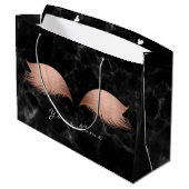 Roze Rose Goud Blush Marmer Wimpers Zwart Make-up Groot Cadeauzakje (Achterkant Gekanteld)