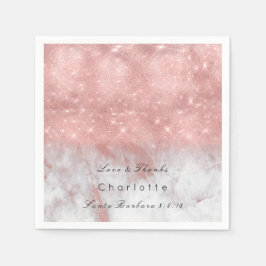 Roze Rose Goud Blush Wit Grijs Marmer Party Lux Servetten