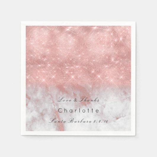 Roze Rose Goud Blush Wit Grijs Marmer Party Lux Servetten (Voorkant)