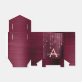 Roze Rose Goud Bourgogne Sparkle Monogram Bedankdoosjes (Uitgevouwen)