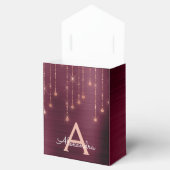 Roze Rose Goud Bourgogne Sparkle Monogram Bedankdoosjes (Geopend)