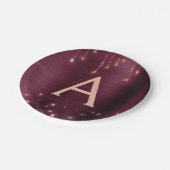 Roze Rose Goud Bourgogne Sparkle Monogram Verjaard Papieren Bordje (Gekanteld)