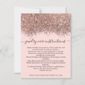 Roze Rose Goud Confetti Glitter Sieraden Care Kaar Notitiekaartje (Voorkant)