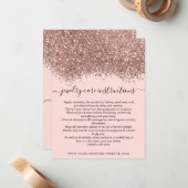 Roze Rose Goud Confetti Glitter Sieraden Care Kaar Notitiekaartje (Voorkant / Achterkant in situ)