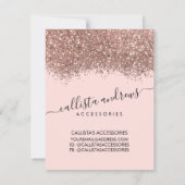 Roze Rose Goud Confetti Glitter Sieraden Care Kaar Notitiekaartje (Achterkant)
