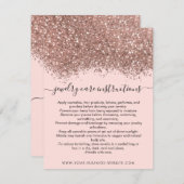 Roze Rose Goud Confetti Glitter Sieraden Care Kaar Notitiekaartje (Voorkant / Achterkant)