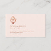 Roze Rose Goud Elegante Dame in  Crest Visitekaartje (Achterkant)