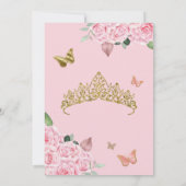Roze Rose & Goud Elegante Vlinder Quinceanera Kaart (Achterkant)