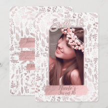 Roze Rose Goud Folie Modern Zoet 16 Verjaardag Fot