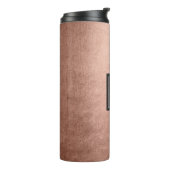 Roze Rose Goud Geborsteld Folie Print Monogram Thermosbeker (Gedraaid links)