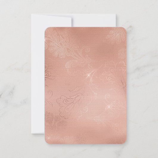 Roze Rose Goud Glam Kant Bruiloft RSVP (Achterkant)