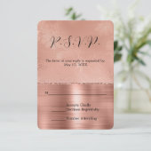 Roze Rose Goud Glam Kant Bruiloft RSVP (Staand voorkant)