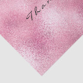 Roze Rose Goud Glas Metallic Dank u Naam Tissuepapier (Detail)