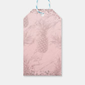Roze Rose Goud Glitter Ananas Tropische gunst Cadeaulabel (Achterkant)