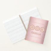 Roze rose goud glitter donuts naam moderne girly notitieboek (Binnen)
